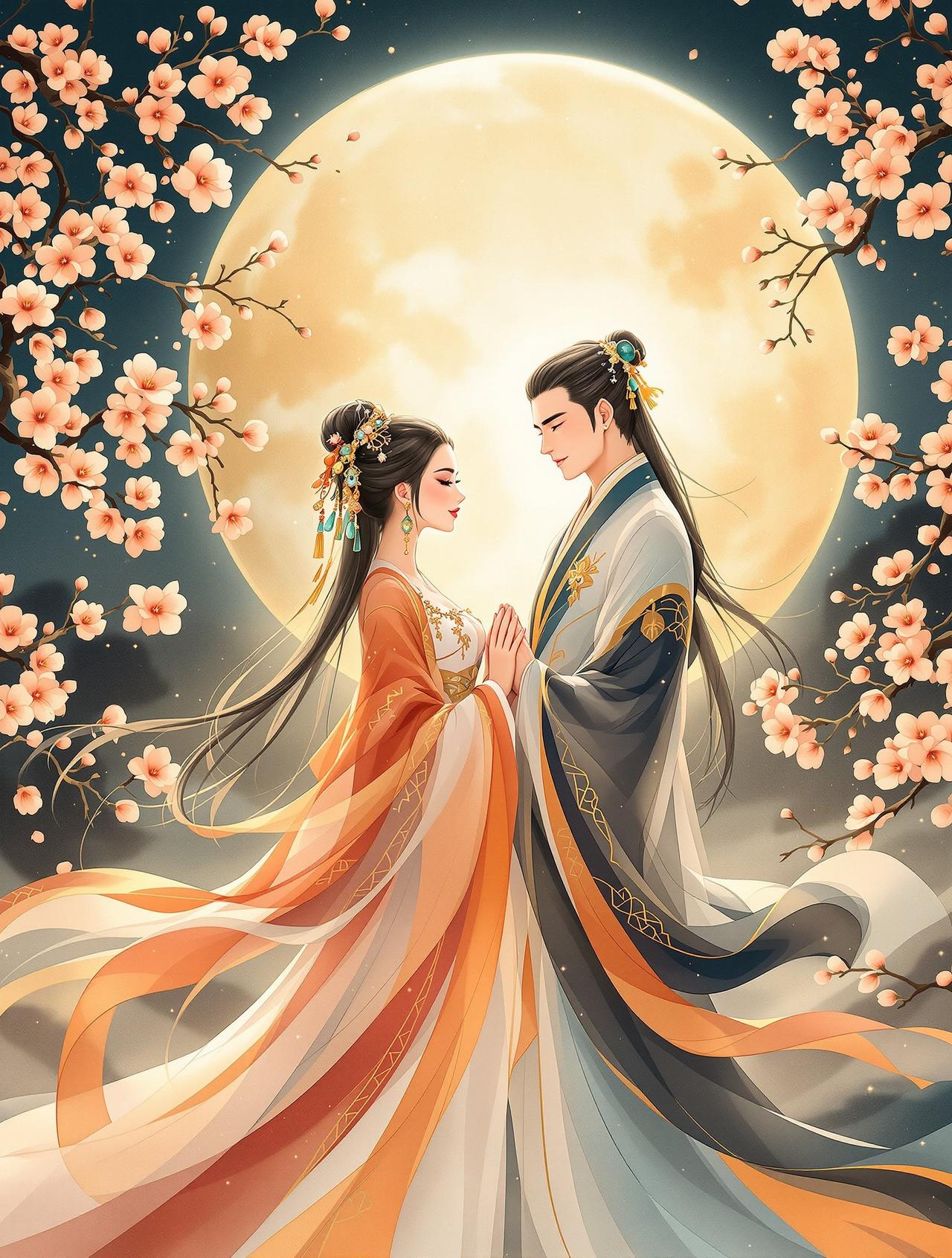 爱动漫 - 月下海棠，海棠花开月正圆，只羡鸳鸯不羡仙